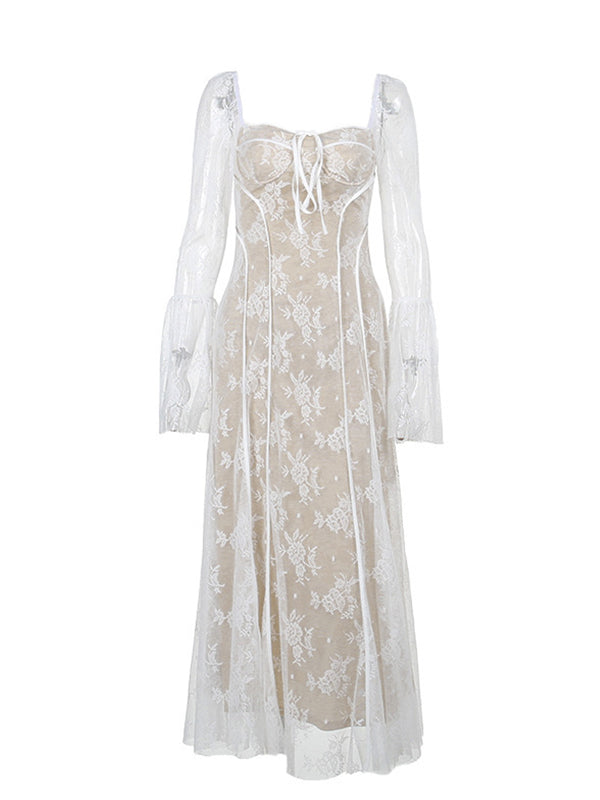 Weißes Spitzen-Bodycon-Kleid – Off-Shoulder Baby Shower