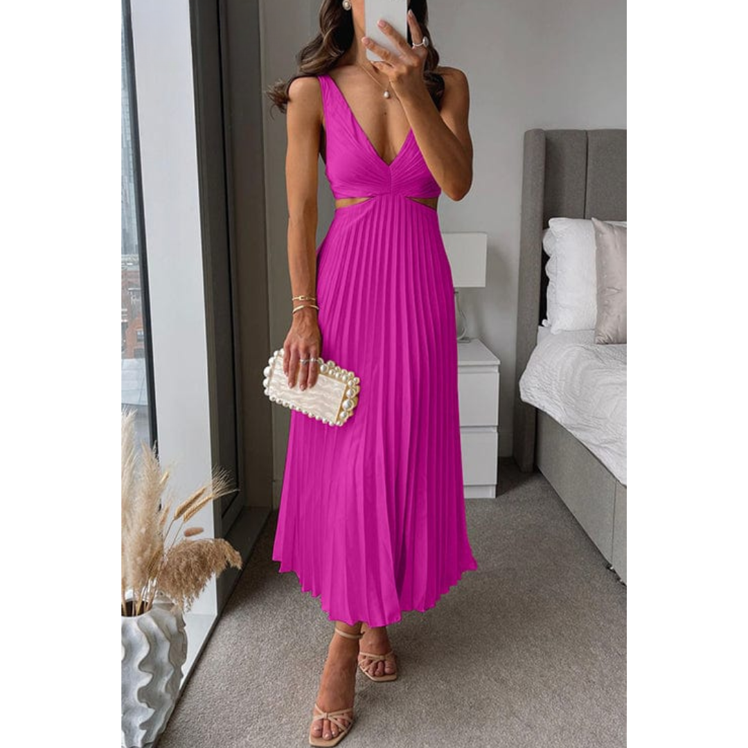 PLISSIERTES KLEID MIT AUSSCHNITT