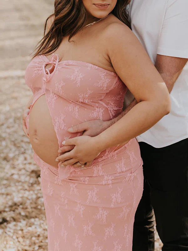 Spitzen 2-teiliges Still-Tuben-Kleid – Boho Fotoshooting & Babyparty-Set