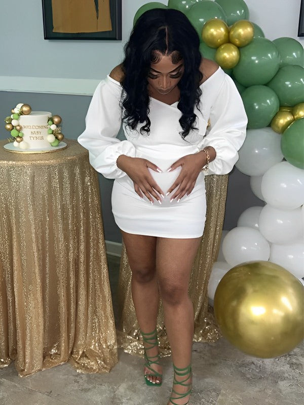 Weißes Off-Shoulder Minikleid – Rückenfrei & Ballonärmel